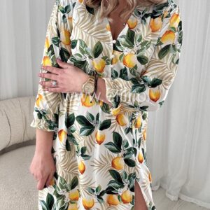 Alternative view of Sukienka Ewa biała w cytrynki