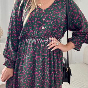 Alternative view of Sukienka Arleta plus size butelkowa w fioletowe kwiaty