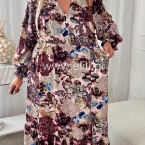 Alternative view of Sukienka Ewa plus size w brązowe beżowe kwiaty