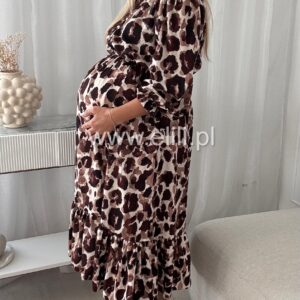 Alternative view of Sukienka Ewa plus size beżowa w panterkę