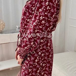 Alternative view of Sukienka Ligia plus size bordowa w kwiatuszki