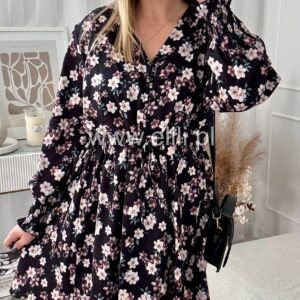 Alternative view of Sukienka Ligia plus size czarna w herbaciane kwiatki