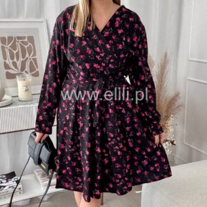 Alternative view of Sukienka Matylda plus size czarna w kwiatuszki