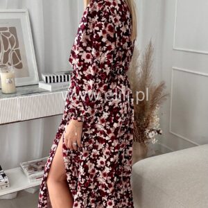 Alternative view of Sukienka Ewa plus size bordowe kwiaty