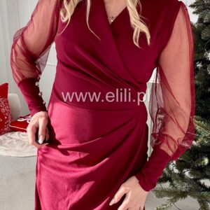 Alternative view of Sukienka Wonder szyfonowe rękawy bordo