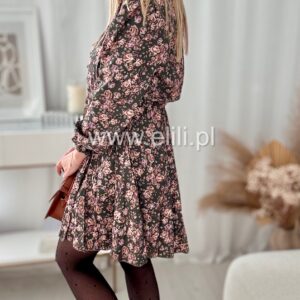 Alternative view of Sukienka Ewa mini butelkowa w różyczki