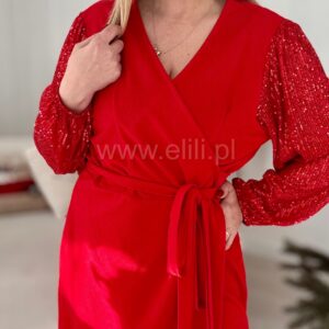 Alternative view of Sukienka Luna plus size cekin czerwona