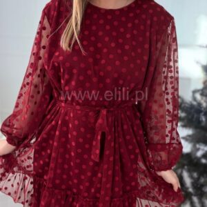 Alternative view of Sukienka Dots bordo plus size