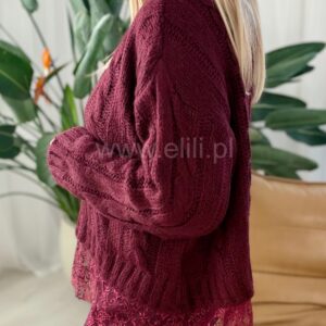 Alternative view of Sweter koronka bordo