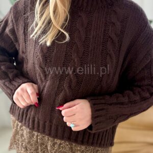 Alternative view of Sweter koronka czekolada