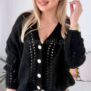 Alternative view of Sweter ażurowy czarny