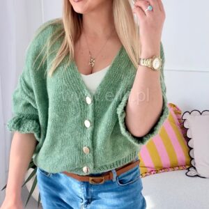 Alternative view of Sweterek Button Falbanka szałwia