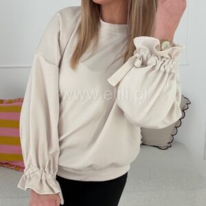 Alternative view of Bluza z wiązaniem na mankiecie beż