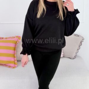 Alternative view of Bluza z wiązaniem na mankiecie czarna