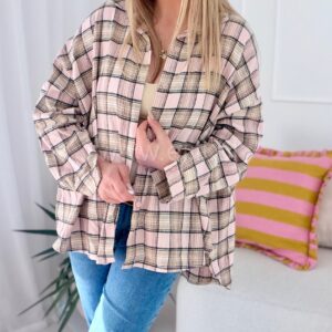 Alternative view of Koszula w kratę plus size pink