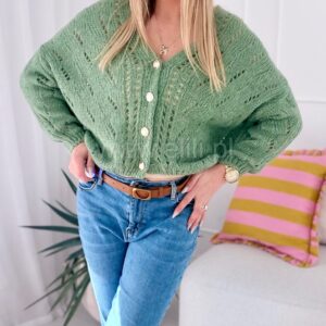 Alternative view of Sweter ażurowy szałwia