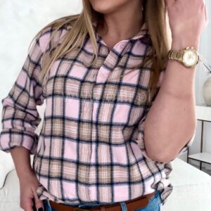 Alternative view of Koszula w kratę baby pink