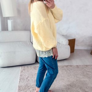 Alternative view of Sweter z koronkową halką cytryna