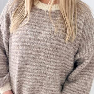 Alternative view of Sweter w małe paseczki grey whte