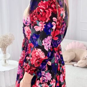 Alternative view of Sukienka Ewa mini czarna w fioletowo-różowe kwiaty