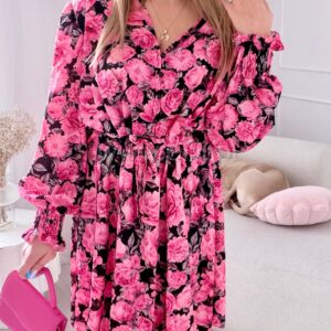 Alternative view of Sukienka Ligia plus size w peonie