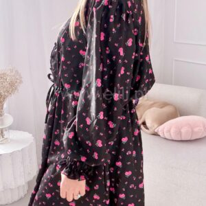 Alternative view of Sukienka Ligia plus size czarna w różowe kwiatuszki