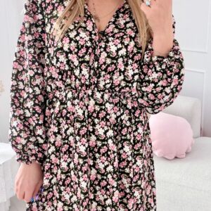 Alternative view of Sukienka Ewa plus size czarna w łączkę