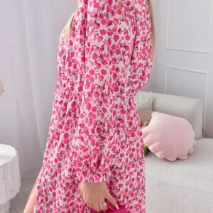 Alternative view of Sukienka Ewa plus size w małe różowe kwiatuszki