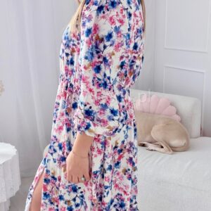 Alternative view of Sukienka Ewa plus size w niebiesko-różowe kwiatki