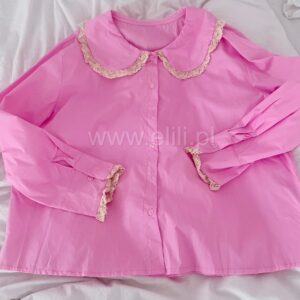 Alternative view of Koszula plus size z kołnierzykiem pudrowy róż