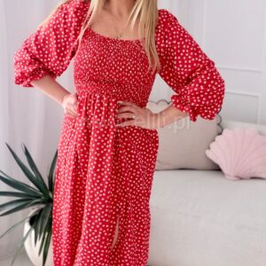 Alternative view of Sukienka Milano midi czerwona w stokrotki