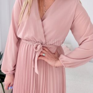 Alternative view of Sukienka Liwia gładka pudrowy róż