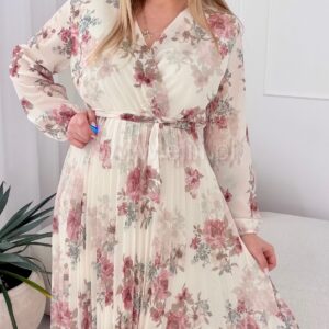 Alternative view of Sukienka Liwia kremowa w kwiaty