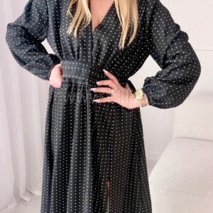 Alternative view of Sukienka Eleganza plus size czarna w kropeczki