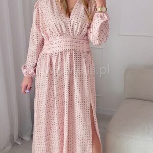 Alternative view of Sukienka Eleganza plus size pudrowa w kropeczki