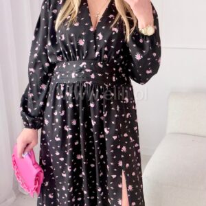 Alternative view of Sukienka Eleganza plus size czarna w małe kwiatuszki