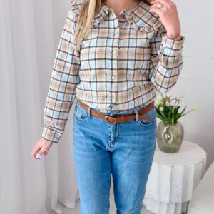 Alternative view of Koszula w kratę z kołnierzykiem błekitna