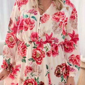 Alternative view of Sukienka Ewa plus size w czerwone kwiaty