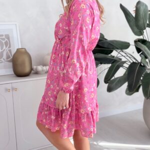 Alternative view of Sukienka Xenia wrzosowa w kwiaty