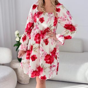 Alternative view of Sukienka Milano mini biała w duże kwiaty