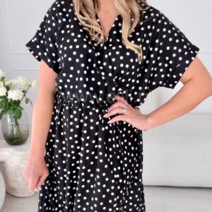 Alternative view of Sukienka Antonina czarna w kropki
