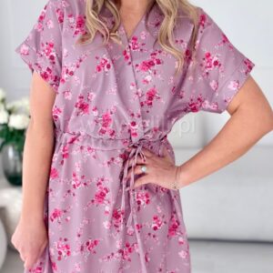 Alternative view of Sukienka Antonina różowa w kwiaty