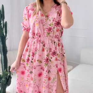 Alternative view of Sukienka Ewa plus size brudny róż w kwiatki