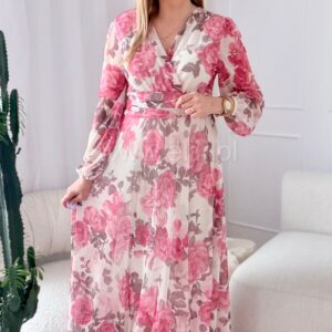 Alternative view of Sukienka Lotta koralowe kwiaty