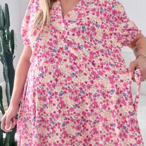 Alternative view of Sukienka Oliwia plus size w kolorową łączkę