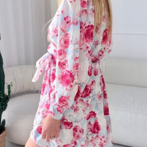 Alternative view of Sukienka Laura błękitna w czerwone kwiaty