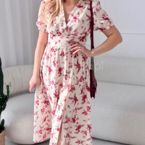 Alternative view of Sukienka Elina malinowe kwiatki