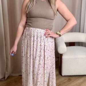 Alternative view of Spódnica z wiskozy żółto-fioletowa łączka