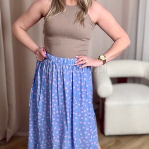 Alternative view of Spódnica z wiskozy błekitna w pudrowe serduszka