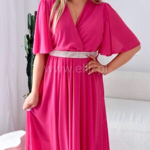 Alternative view of Sukienka maxi z cyrkoniowym paskiem fuksja